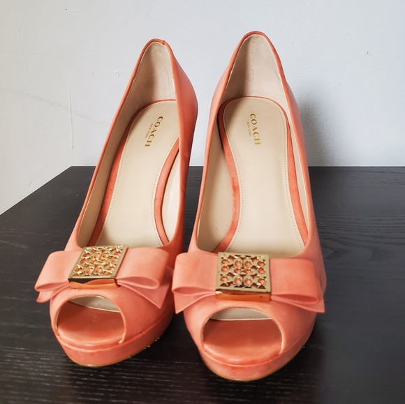Coach Peep Toe Heels sz 9 - Picture 6 of 9